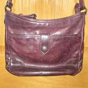 Frye Burgundy Leather Hobo Bag